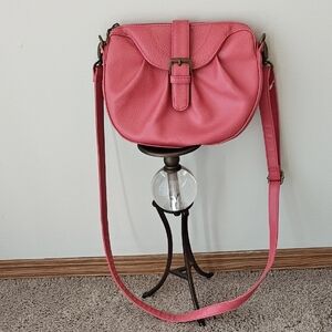 Matt & Nat Pink Leather Crossbody Saddle Bag